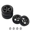 HIRCQOO 5-Spoke RC 12mm Hex Hub Wheel Rims & Rubber Tires Compatible with HSP Tamiya HPI Kyosho 1/10 On-Road Touring Car,WLtoys 1/14 144001 Traxxas 1/16 Slash RC 1/18 A959B Buggy (Black)