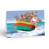 Stonehouse Collection | Santa and Reindeer Boat Tow Christmas Card |18 Boxed Boating Cards & Envelopes | Nautical Christmas Cards