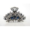 Medium blue or smoke gray crystal metal hair claw clip bridal clip (Primary color: Gray)
