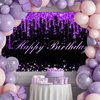 Avezano Purple Happy Birthday Banner for Women Girls Purple and Black Happy Birthday Party Decorations Glitter Diamonds Sweet 16 18th 21th Birthday Party Supplies 70.8 x 43.3 Inch