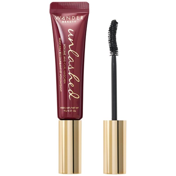 Wander Beauty Unlashed Volume & Curl Mascara - Volumizing, Lash Curling Mascara - 9 in 1 Multitasking Smudge-Proof Black Mascara - Nourish & Reduce Fallout With Peach Leaf, Vitamin E & B5 - 0.31 fl oz