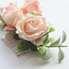 Fangsen Wedding Boho Pink Rose Babysbreath and Eucalyptus globulus Flower Hair Comb Bridal Headpiece Floral Hair Accessories for Brides and Bridesmaids Silver (Ivory)