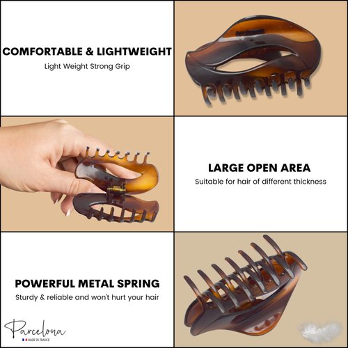 Parcelona French Swift Tortoise Shell Celluloid Covered Spring Medium Jaw Hair Claw Clip Clamp