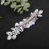 Teyglen Flower Bridal Hair Clips White Flower Wedding Hair Barrette Gold Silver Leaf Flower Headpiece Floral Hair Accessories for Women Girls Party Prom (Silver)