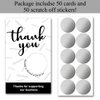 Haizct 50 Pack Thank You Blank Gift Certificate Scratch Off Cards for Small Business, Spa Beauty Makeup Hair Salon, Bridal Shower, Baby Shower, Country Wedding (Thank You CardC)-GK088