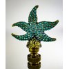 Starfish with Aagean Blue Glass Lamp Finial Antique Metal 2.25" h