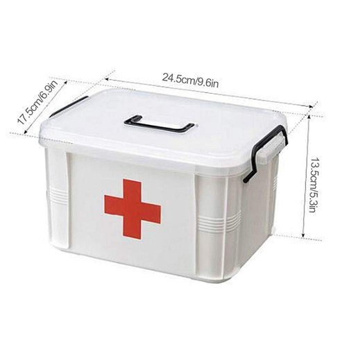 PUZOU First Aid Kit Portable Emergency Box Plastic Medicine Storage Box Travel Medicine Box for Home Travel Workplace (JJ10111328-AM477-US-FSJ)