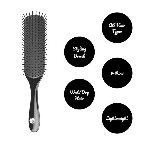 Hairworthy Hairembrace Styling Brush for Curly, Wavy and Straight Styling. 9 Row Nylon pins for Detangling, Defining and Smoothing. Ideal on wet and dry hair.