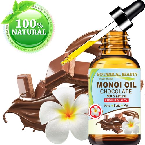 Botanical Beauty MONOI OIL Chocolate. Frangipani flowers in Coconut Oil with Chocolate aroma. 100% Natural 1 Fl.oz - 30 ml Pure for FACE, SKIN, BODY, HAIR, NAILS. Luxury Beauty Oil