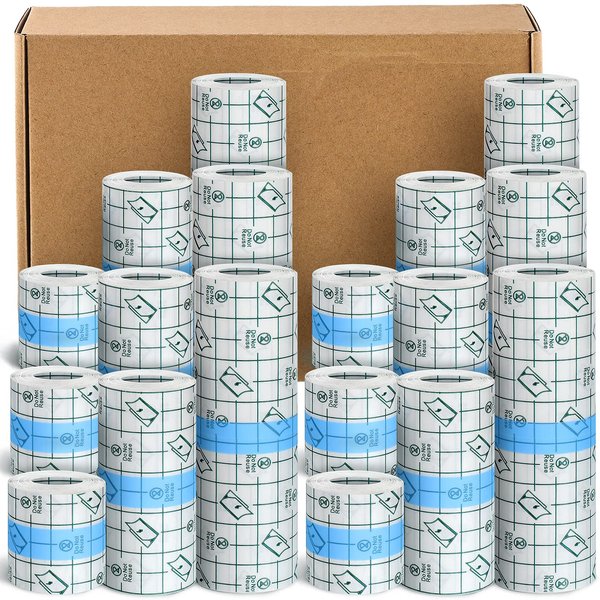 18 Rolls Waterproof Bandages for Swimming Waterproof Film Dressing Roll Waterproof Tape for Skin Adhesive Bandages for Shower, Tattoo, Swimming, 3 Sizes