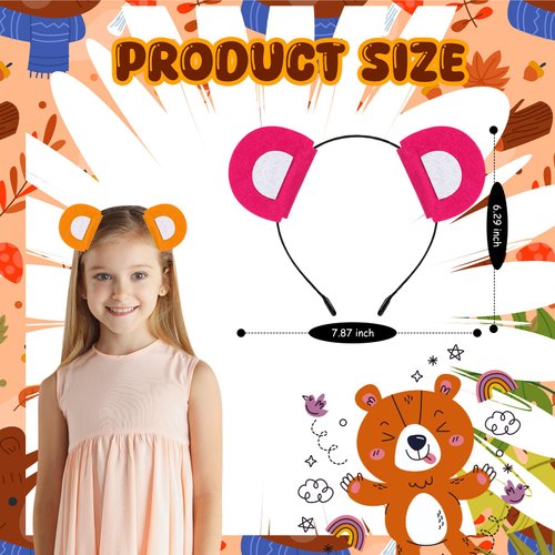 SMAODSGN 8 Pcs Bear Headband Bear Costume Headband Bear Ears Hat Adult Colorful Ears Headband Bears Party Decorations Animal Costume Headbands For Party Birthday Celebration Halloween Christmas