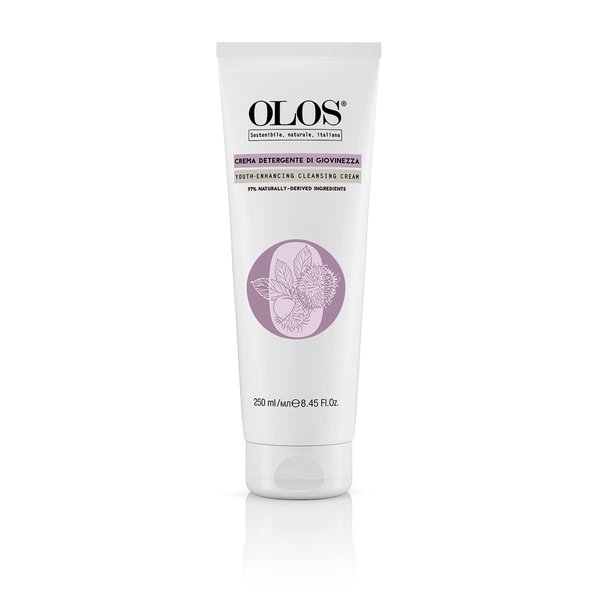 OLOS Youth-Enhancing Cleansing Cream - Facial Cleanser - Makeup Remover with Aloe and Rambutan Extracts - Skin Care Cream for Sensitive Skin - 8.4 Oz