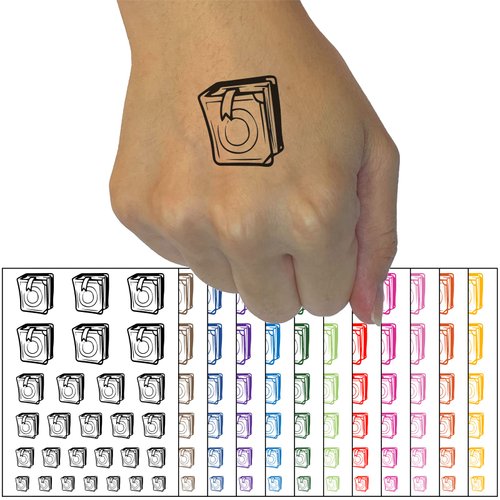 Book Tome with Bookmark Temporary Tattoo Water Resistant Fake Body Art Set Collection - Orange (One Sheet)