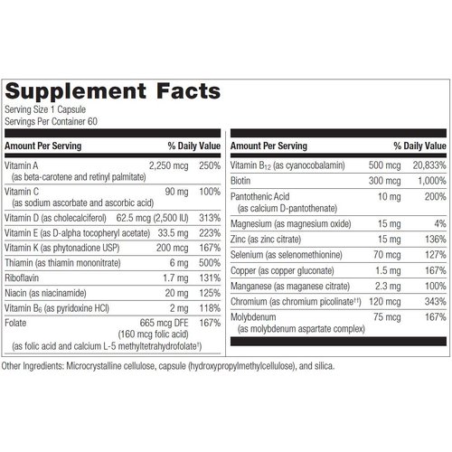 Bariatric Advantage High ADEK Multi - for Bariatric Surgery Patients - Multivitamin with Vitamins A, D, E, K & Trace Minerals - 100%+ DV of ADEK - 60 Capsules