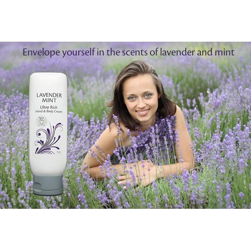 Lavender Mint Ultra Rich Hand Cream | Moisturizing Body Cream | 100% Natural Scent | Organic Coconut Oil and Kokum Butter | 4 ounce tube | by Bella Des Natural Beauty
