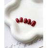 Press on Nails Dark Red Square Short Fake Nails Full Cover with Glossy Dark Red Extra Short False Nails Artificial Acrylic Nails with Designs for Women Girls 24 Pcs