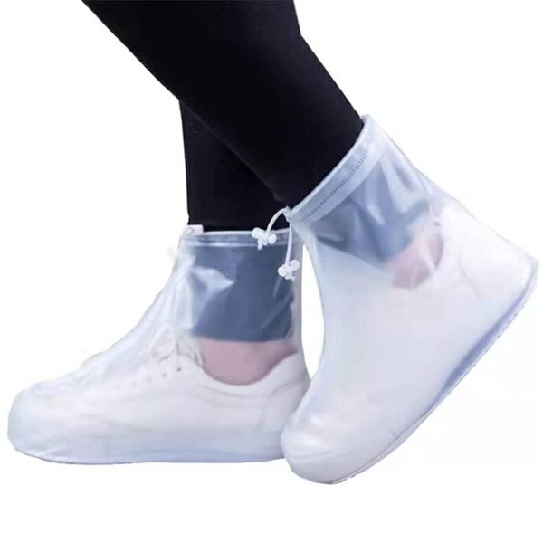 Waterproof Shoes Cover, Rain Boot Shoe Covers, Reusable Women Men PVC Rubber Sole Overshoes Galoshes Protectors for Cycling Camping Travel (XXL, White)