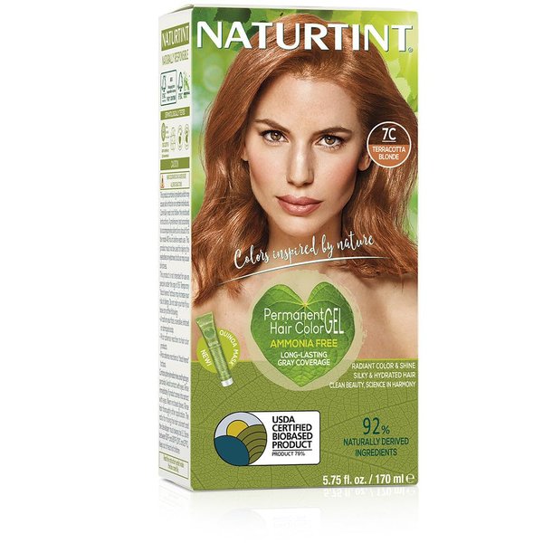 Naturtint Permanent Hair Color 7C Terracotta Blonde (Pack of 1), Ammonia Free, Vegan, Cruelty Free, up to 100% Gray Coverage, Long Lasting Results