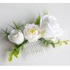 Fangsen Wedding Boho White Rose Buds Flower Hair Clips Floral Comb With Hair Piece and Hair Vines for Brides and Bridesmaids Silver
