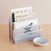 VANRA Small Letter Sorter Desktop File Holder Organizer Metal Mesh with 3 Vertical Upright Compartments (Silver)