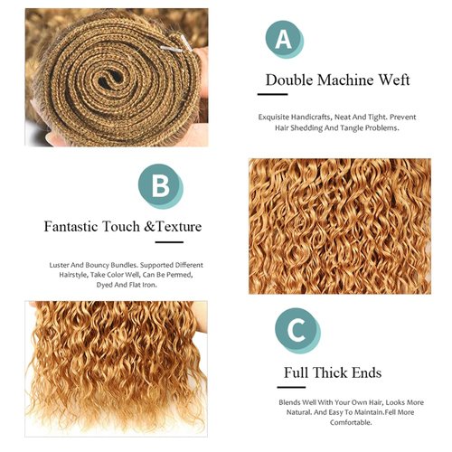 30 30 30 Inch Honey Blonde Bundles Human Hair Blonde Kinky Curly Bundles Brazilain Virgin Hair Color #27 Bundles Human Hair Blonde Hair Weave Blonde Curly Bundles 300g