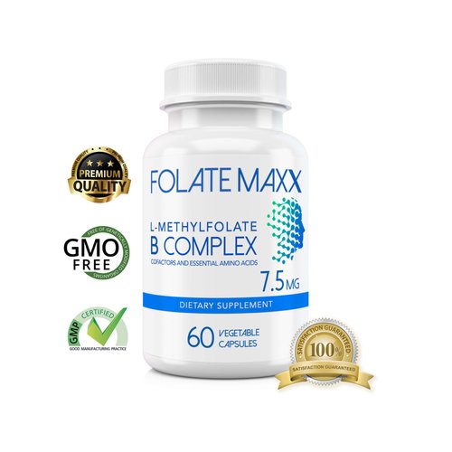 FOLATE MAXX FolateMaxx L-Methylfolate + B12 Methylcobalamin & B6 Blend (7.5mg) - 60 Capsules - Active B-Complex with Cofactors & Essential Amino Acids - Non GMO, Gluten Free, No Fillers