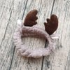 Jilukibo 2 Pack Animal Deer Antler Cat Ear Wash Headband, Soft Elastic Makeup Washing Face Hair Band, Soft Shower Facial Headwraps Hairlace for Women Girls Yoga Spa Mask (White, Brown)
