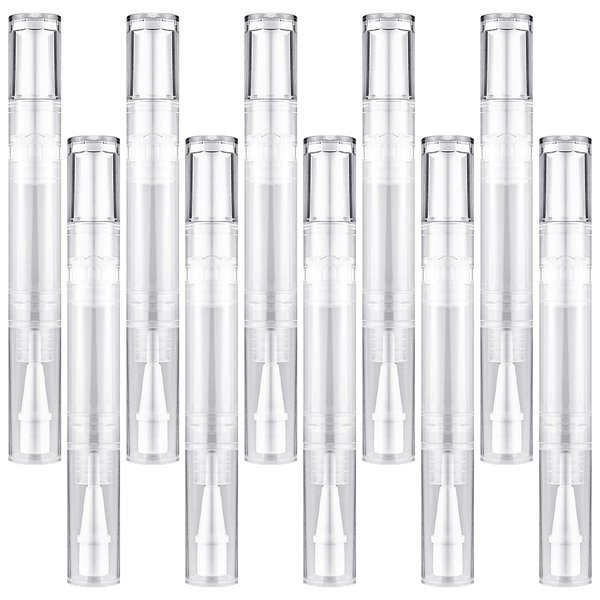 10Pack 5ML Transparent Twist Pens, Empty Nail Oil Pen Brush Cosmetic Lip Gloss Container Applicators