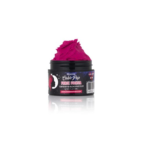 Mysteek Color Pop Temporary Hair Color for Dark Hair or Light Hair, Natural Hair Coloring with No Hair Bleach, Wash Out Hair Color, Mysteek Naturals (1 Fl Oz, Fierce Fuchsia)