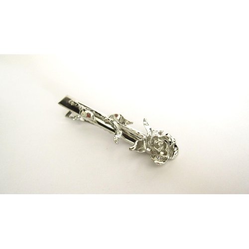 Silver tone metal rose shaped flower alligator hair claw clip fine hair