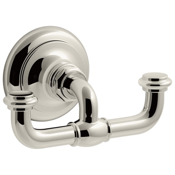 KOHLER K-72572-SN Artifacts Double Robe Hook, Vibrant Polished Nickel