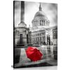 Red Umbrella At St Pauls Cathedral Canvas Wall Art Picture Print (36x24in)
