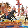 PowerTRC 58 Pcs Wild West Cowboys and Indians Plastic Figures Toys Play Set, Toy Figure Action Soldiers and Native American Accessories Figure Playset Birthday Gift