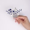 YERTTER Wedding Crystal Leaf Bridal Hair Comb Clip Pearl Wedding Hair Accessories for Bride Bridesmaid Flower Girls (Blue)
