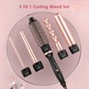 Curling Iron Set, O'bella 5 in 1 Curling Wand Interchangeable Ceramic Barrels(0.35”-1.25”) and Curling Brush, 2 Temps Instantly Heated, Dual Voltage Hair Curlers, Glove & 2 Clips Hair Crimper Tool