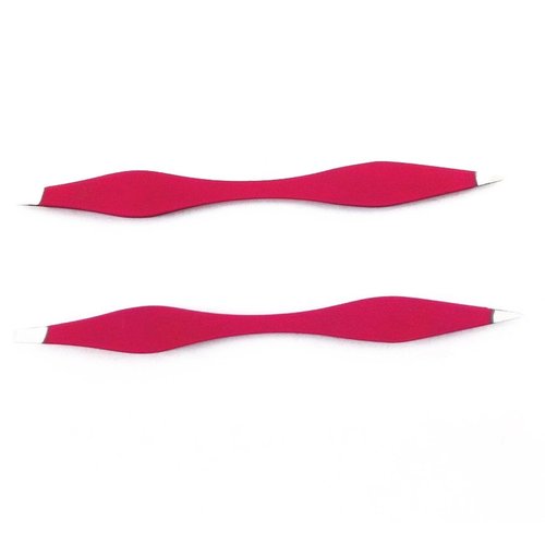 yueton 2pcs Double End Precision Pointed and Slant Tip Tweezers Set for Eyebrow and Ingrown Hair