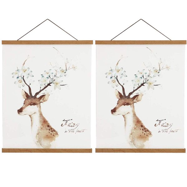 2 Pack Magnetic Poster Hanger Frame, 20x28 20x30 20x26 Light Wood Wooden Magnet Canvas Artwork Print Dowel Poster Hangers Frames Hanging Kit (Teak Wood, 20", 2 Packs)