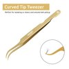 Professional Golden Tweezers for Eyelash Extension Hand Crafted Japanese Stainless Steel Precision Tweezers (Curved Tip)