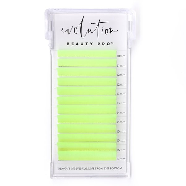 Neon Yellow Colored Lash Extensions Easy Fanning Eyelash Mixed Tray 10-17mm
