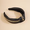 Wiwpar Knotted Headbands for Women Fashion Wide Headband Vintage Knotted Head Band Hair Hoop Hair Accessories with Metal Chain (Black)