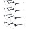 Women Reading Glasses 3.5 4 Pair Stylish Ladies Readers with Comfort Spring Hinge Pattern Design Pouch Included Black