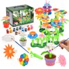 Pairez Toys Flowers Building Blocks Toys, Kids Gardening Set with Paint, Arts & Crafts Kits for Boys & Girls, Flower Pretend Gardening Birthday Gifts for Girls Age 6 7 8 9 10+