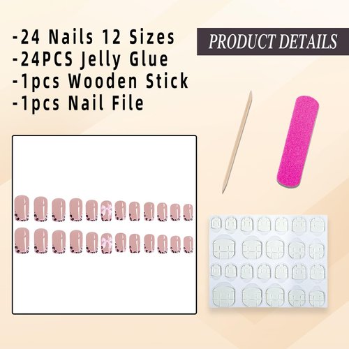 Jremg Leopard Print French Tip Press on Nails Short Square Fake Nails Pink Cheetah French Tip Glue on Nails Glossy 3D Pink Bow Charms Full Cover False Nails for Women Girls Manicure Nail Decor 24Pcs