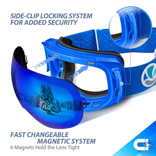 VANRORA Ski Goggles PRO, Frameless Interchangeable Lens Snowboard Goggles 100% UV Protection Anti fog for Men Women Youth