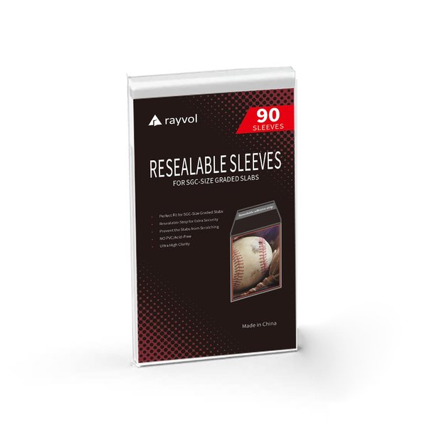 Rayvol Resealable Graded Card Sleeves for SGC-Sized Slabs, Exact Fit Sleeves for SGC-Sized Graded Slabs and Similar (90pcs)