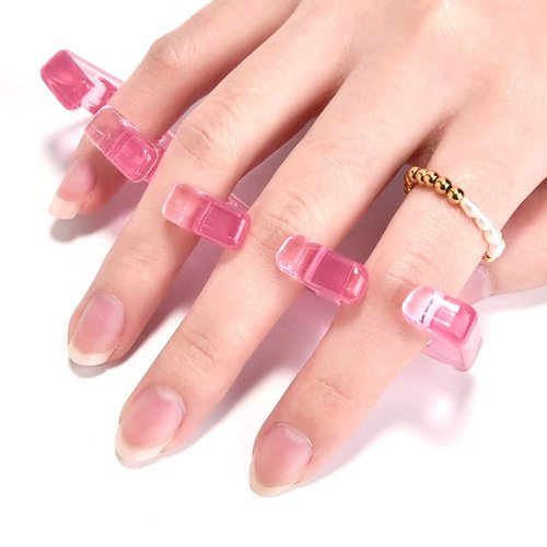 Rolabling Pedicure Toe Separators Flexible Soft Silicone Finger Toe Spacers for Nail Polish Pedicure Tools Toe Spreader for Nail Polish Application(Pink)