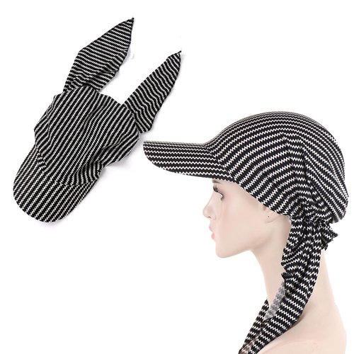 DINPREY Long Pretied Head Scarves for Women Bandana Turban Hat Chemo Cancer Headscarf Headwraps Headwear for bald women hair wraps (stripe,flower,Paisley - Black)