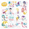 EMOME 408 Mermaid Temporary Tattoos Girls, Glitter Tattoos for Kids Waterproof, Birthday Party Favors Supplies Great for Girls Party Accessories Goodie Bag Stuffers Party Fillers