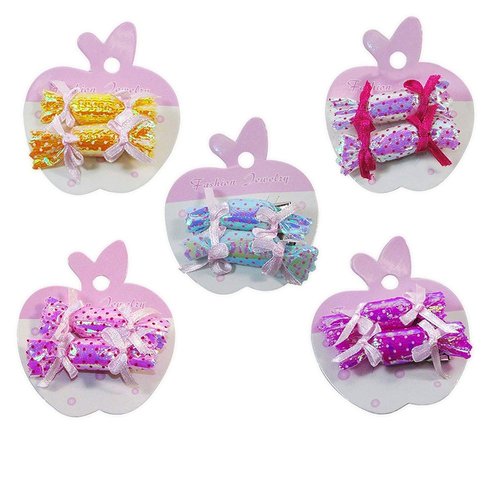 10 Pairs Girls' Hair Barrettes - 2 Each X 5 Hard Candy Pastel Color Assortment.