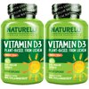 NATURELO Vitamin D - 5000 IU - Plant Based from Lichen - Natural D3 Supplement for Immune System, Bone Support, Joint Health - Vegan - Non-GMO - 180 Mini Capsules (Pack of 2)